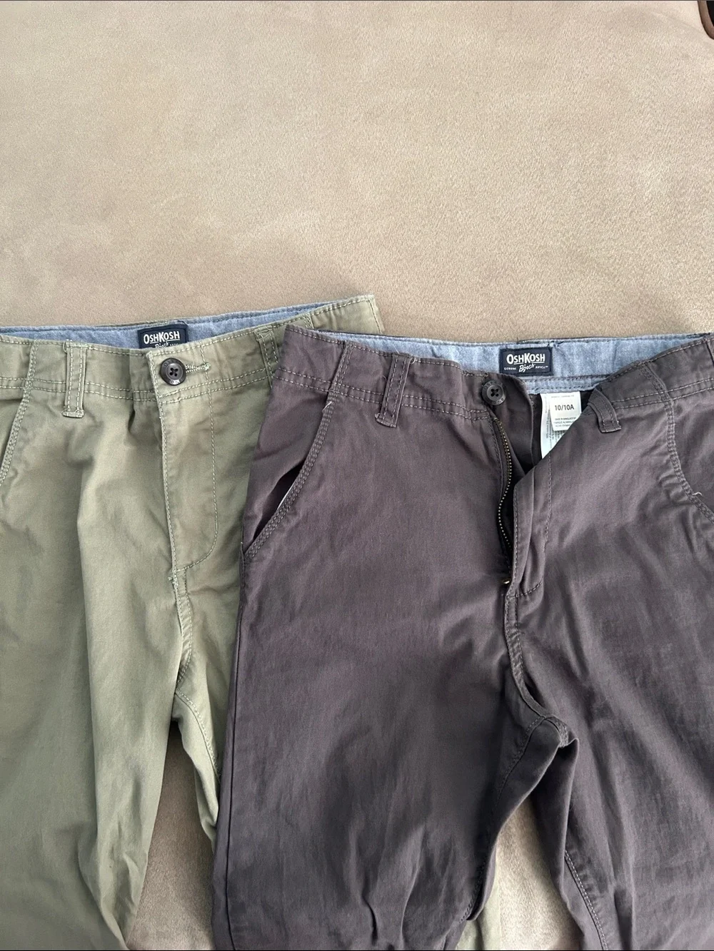 OshKosh B'gosh Boys' Chino Pants in Olive Green and Charcoal